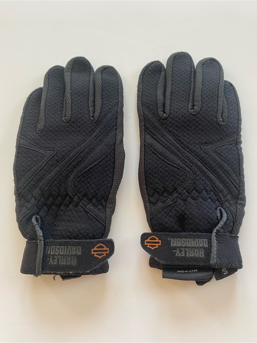 Harley-Davidson Black Gloves with Orange Logo Accent womenโs size small biker